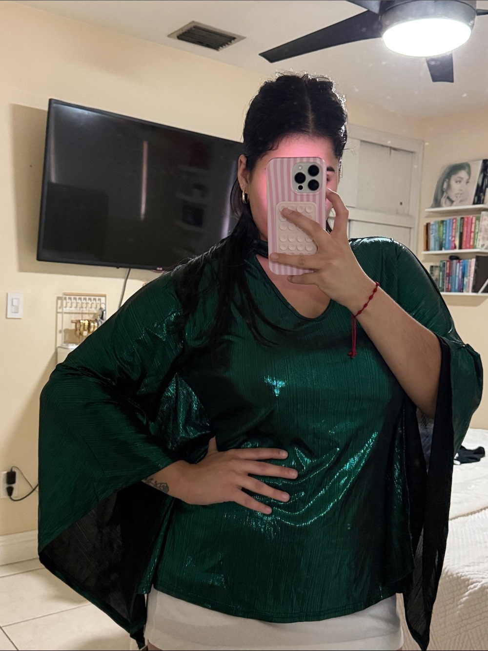 YOINS Metallic Teal Blouse Large - Picture 8 of 8